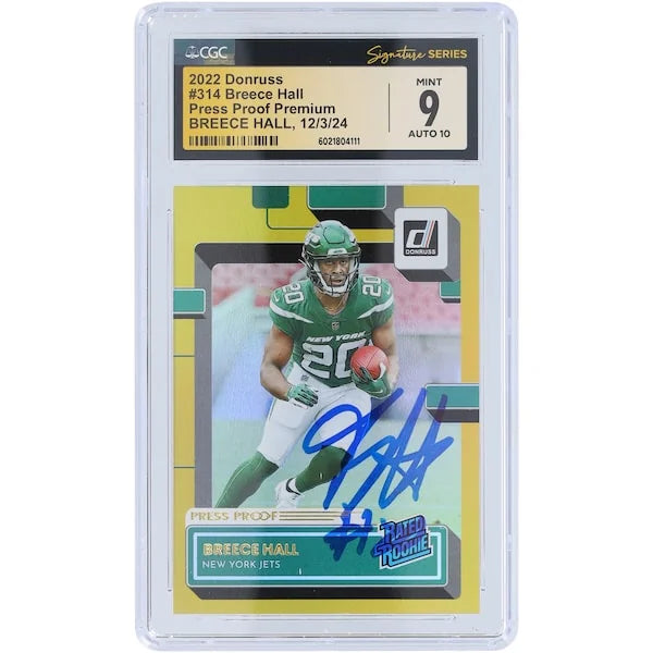 Breece Hall Signed 2022 Panini Donruss Press Proof #314 | CGC 9 Rookie Card