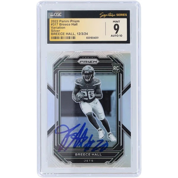 Breece Hall Signed 2022 Panini Prizm Rookie #317 Card | CGC 9