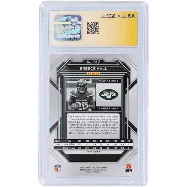 Breece Hall Signed 2022 Panini Prizm Rookie #317 Card | CGC 9