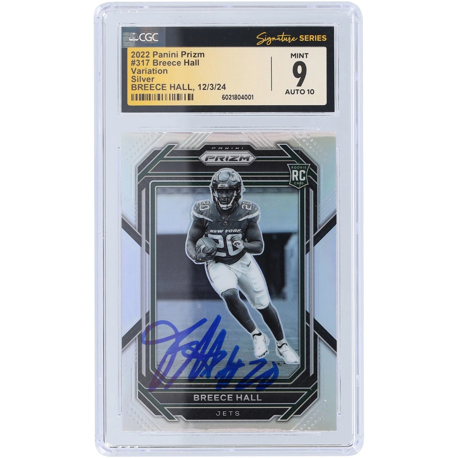 Breece Hall Signed 2022 Panini Prizm Rookie #317 Card | CGC 9