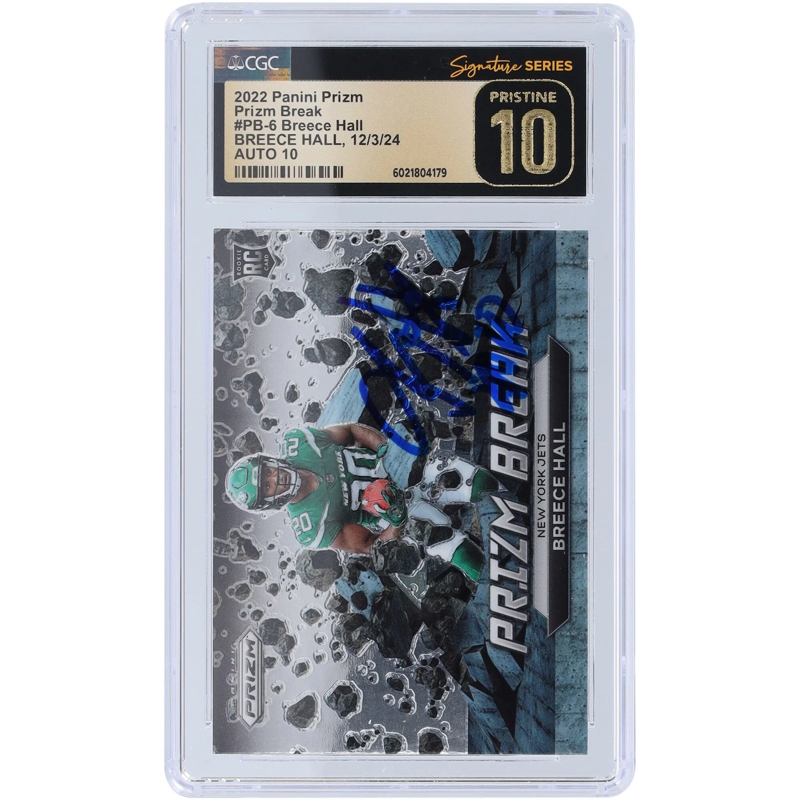 Breece Hall Signed 2022 Panini Prizm Prizm Break Rookie Card | CGC 10
