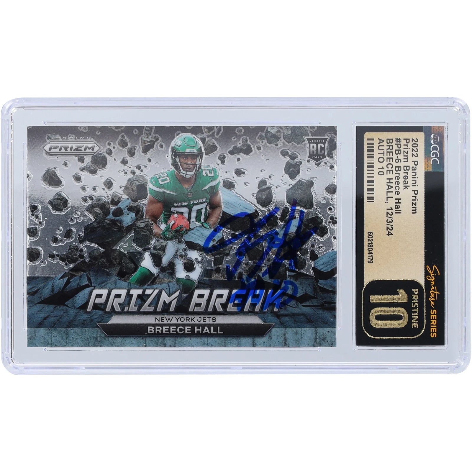 Breece Hall Signed 2022 Panini Prizm Prizm Break Rookie Card | CGC 10