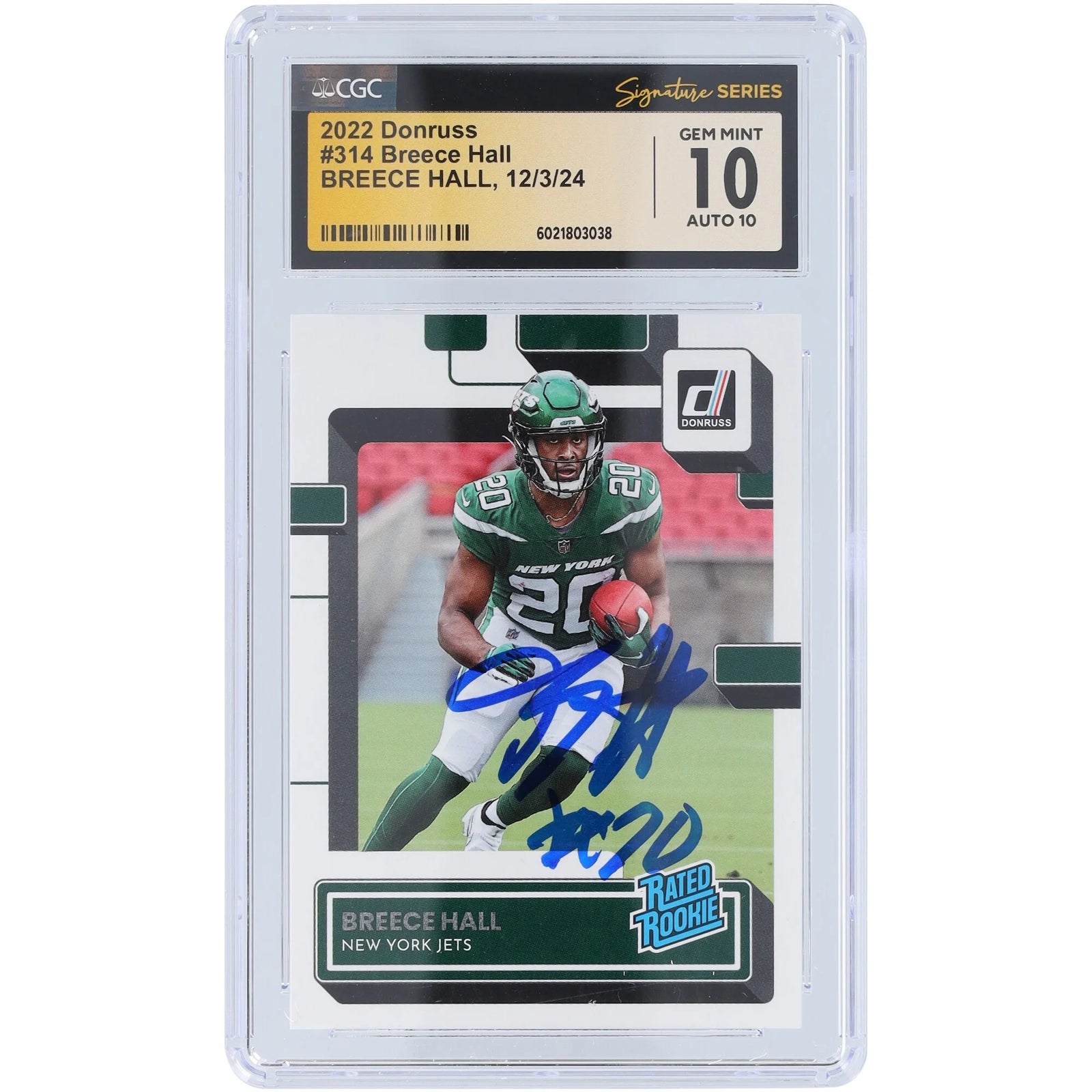 Breece Hall Signed 2022 Panini Donruss #314 Rookie Card | CGC Authenticated