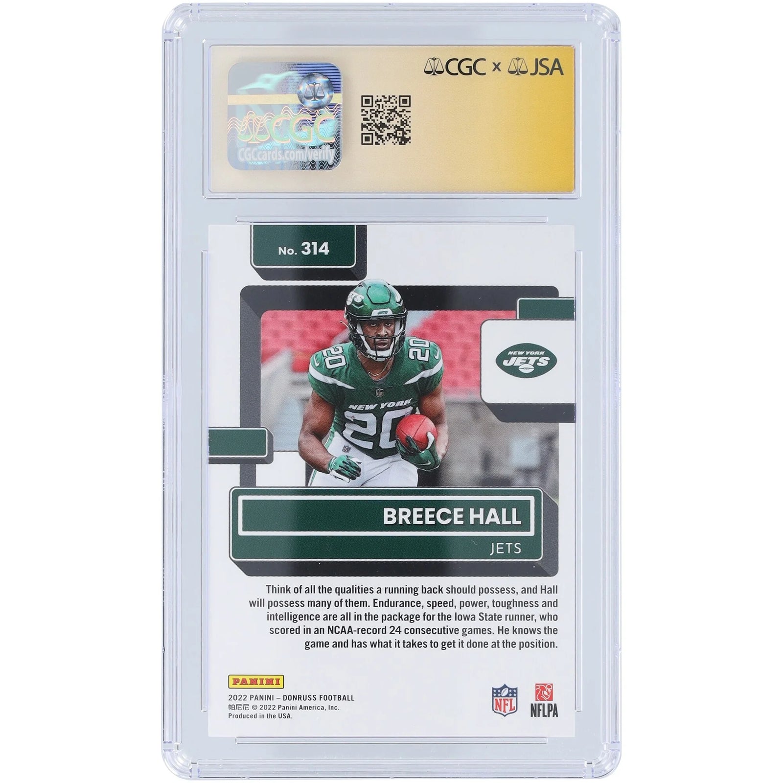 Breece Hall Signed 2022 Panini Donruss #314 Rookie Card | CGC Authenticated