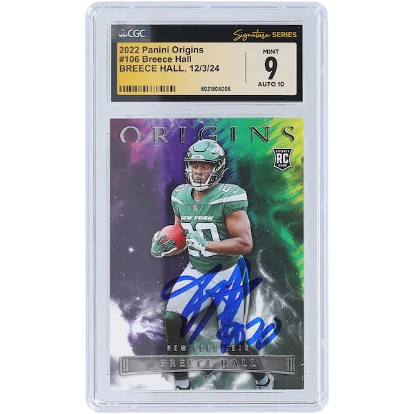 Breece Hall Signed 2022 Panini Origins #106 Rookie Card | CGC 9 Authenticated