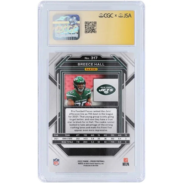 Breece Hall Signed 2022 Panini Prizm #317 Rookie Card | CGC 10