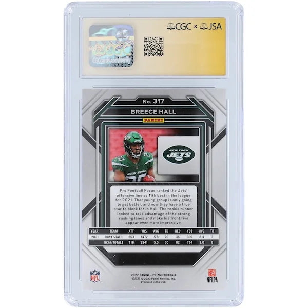 Breece Hall Signed 2022 Panini Prizm #317 Rookie Card | CGC Authenticated 9