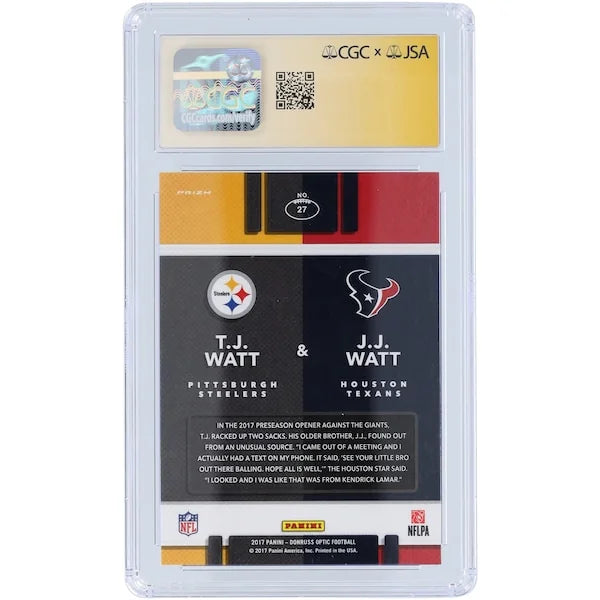 T.J. Watt Signed 2017 Panini Donruss Optic Illusions #27 Rookie Card | CGC 9
