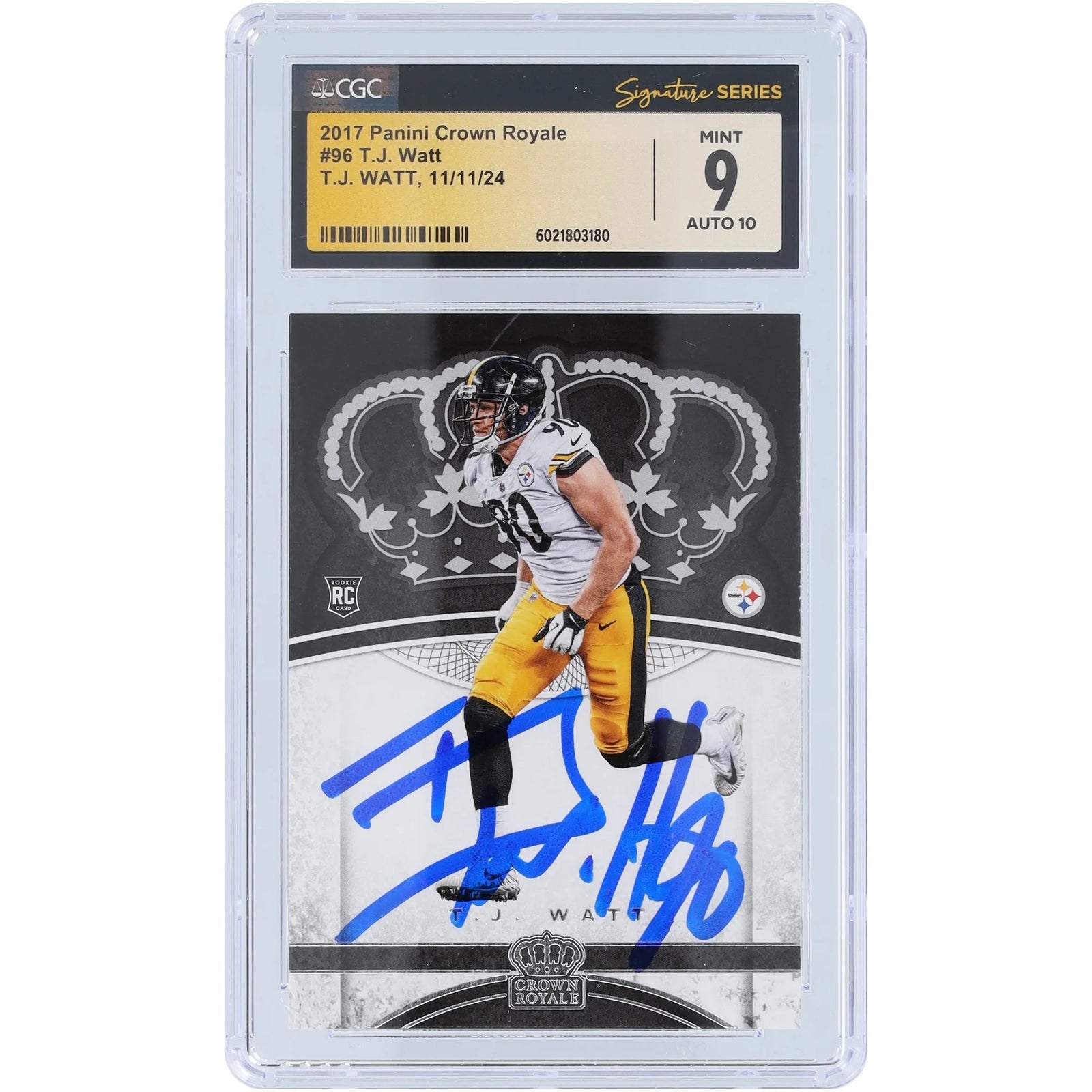 T.J. Watt Signed 2017 Panini Crown Royale #96 Rookie Card | CGC Authenticated