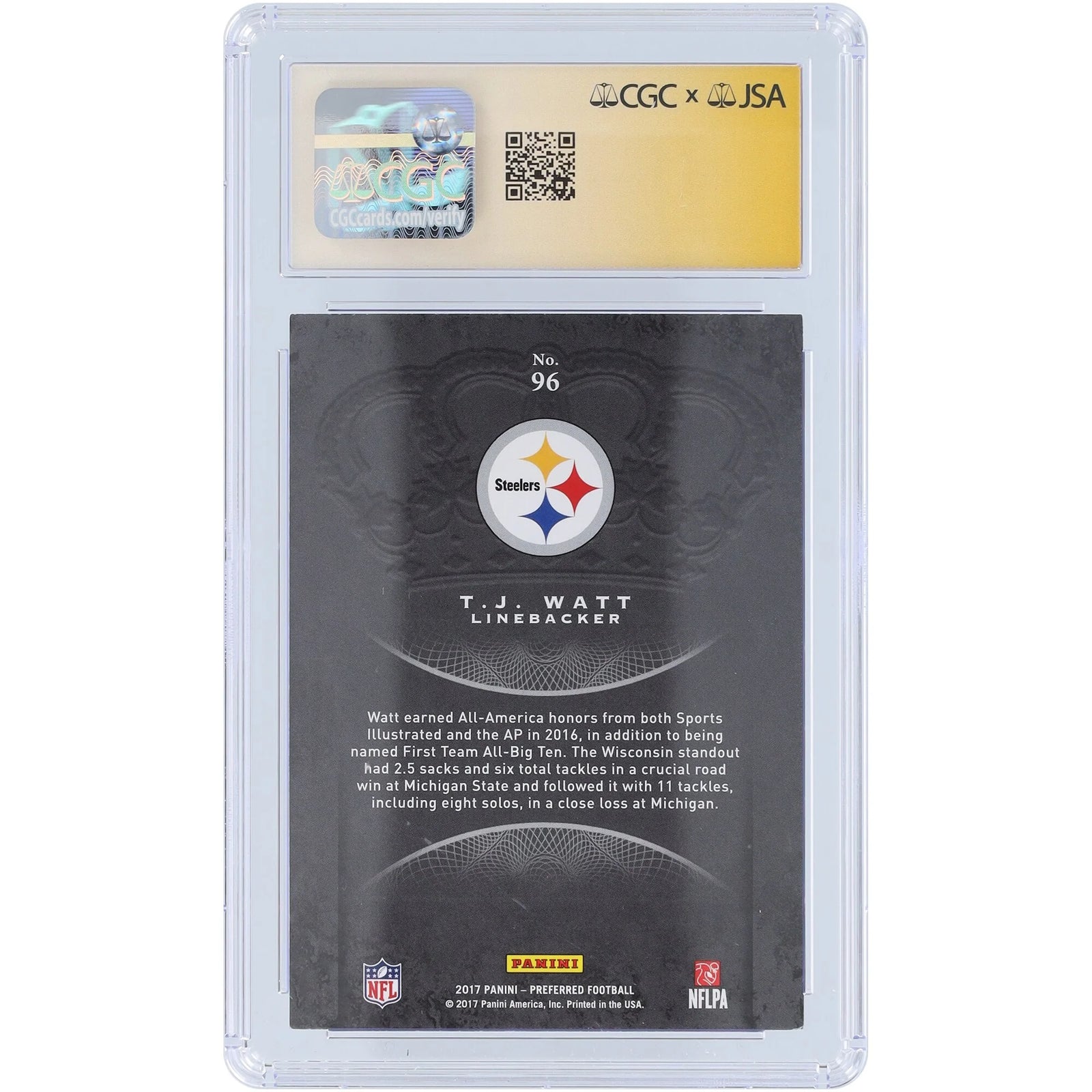 T.J. Watt Signed 2017 Panini Crown Royale #96 Rookie Card | CGC Authenticated
