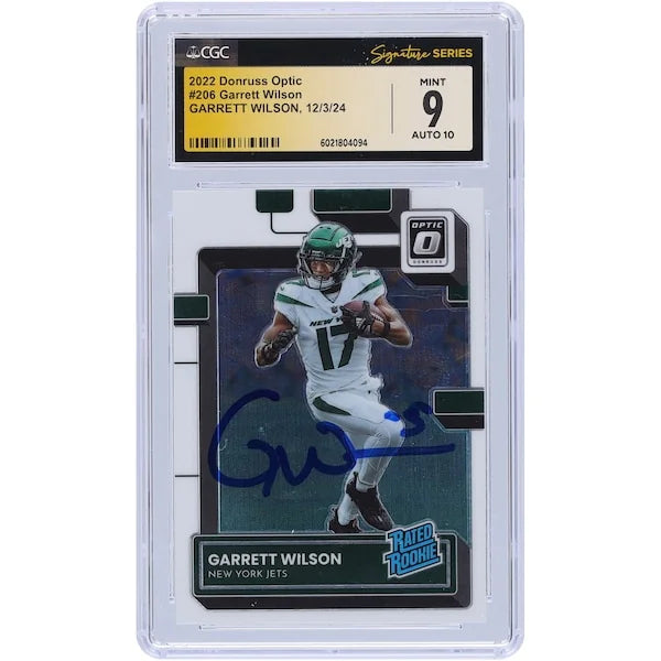 Garrett Wilson Signed 2022 Panini Donruss Optic #206 Rookie Card | CGC 9