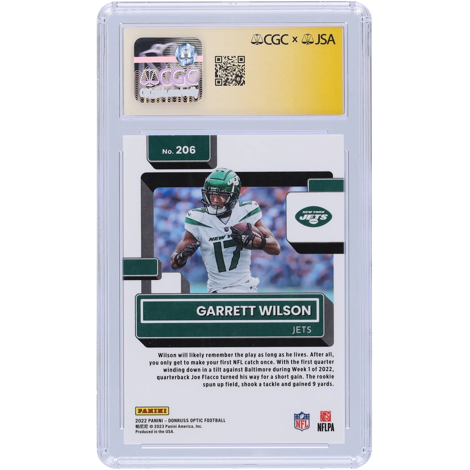 Garrett Wilson Signed 2022 Panini Donruss Optic #206 Rookie Card | Authenticated