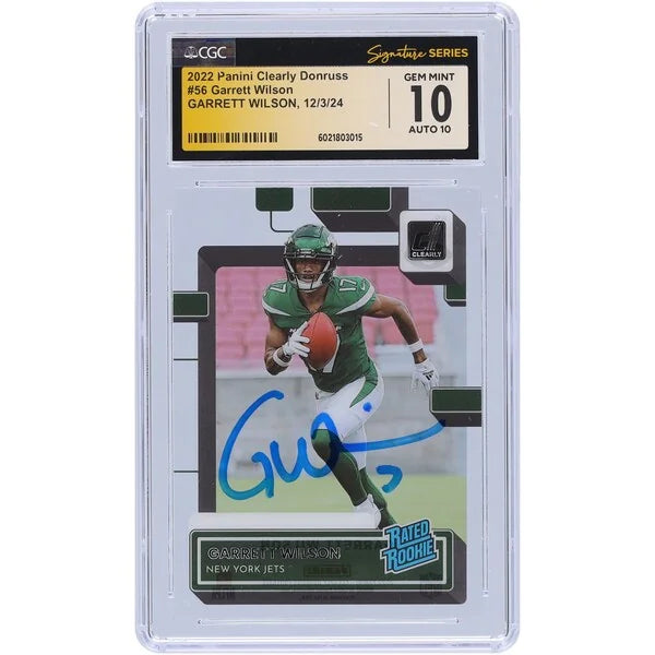 Garrett Wilson Signed 2022 Panini Clearly Donruss #56 Rookie Card | CGC 10