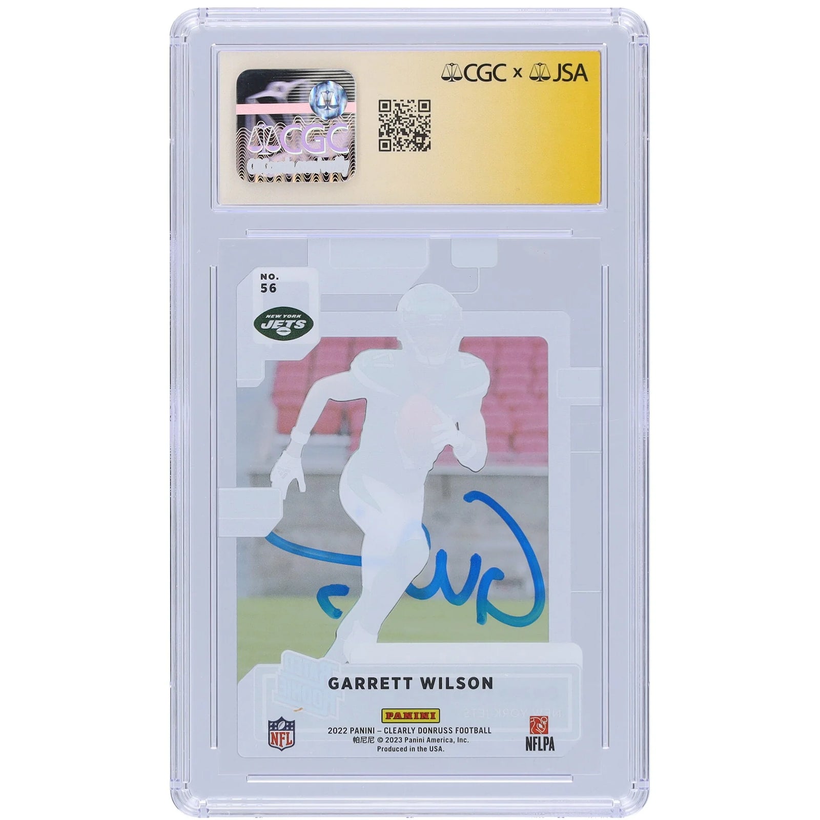 Garrett Wilson Signed 2022 Panini Clearly Donruss #56 Rookie Card | CGC 10