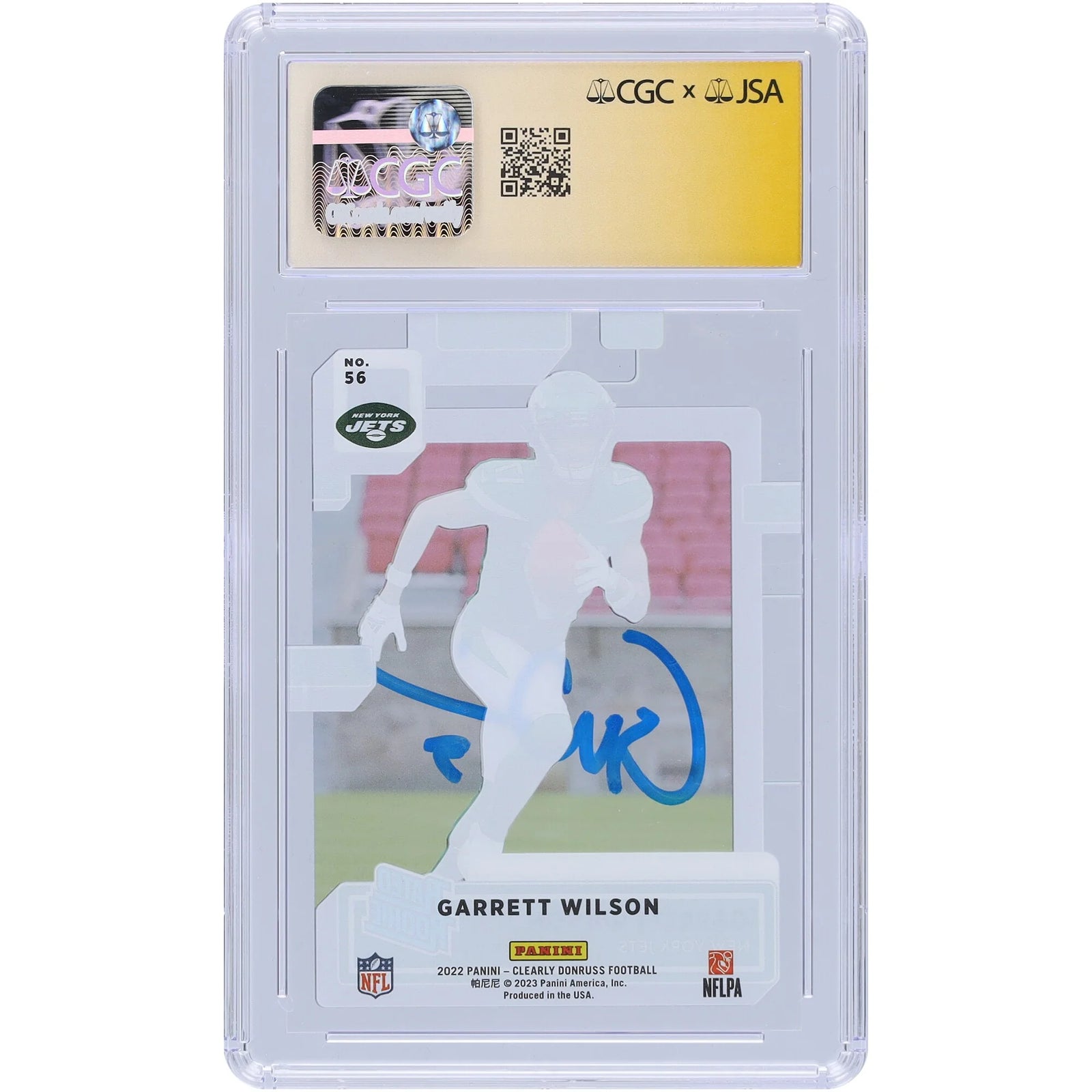 Garrett Wilson Signed 2022 Panini Clearly Donruss #56 Rookie Card | CGC 9