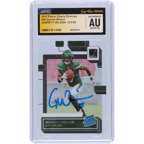 Garrett Wilson Signed 2022 Panini Clearly Donruss Rookie Card #56 | CGC 10