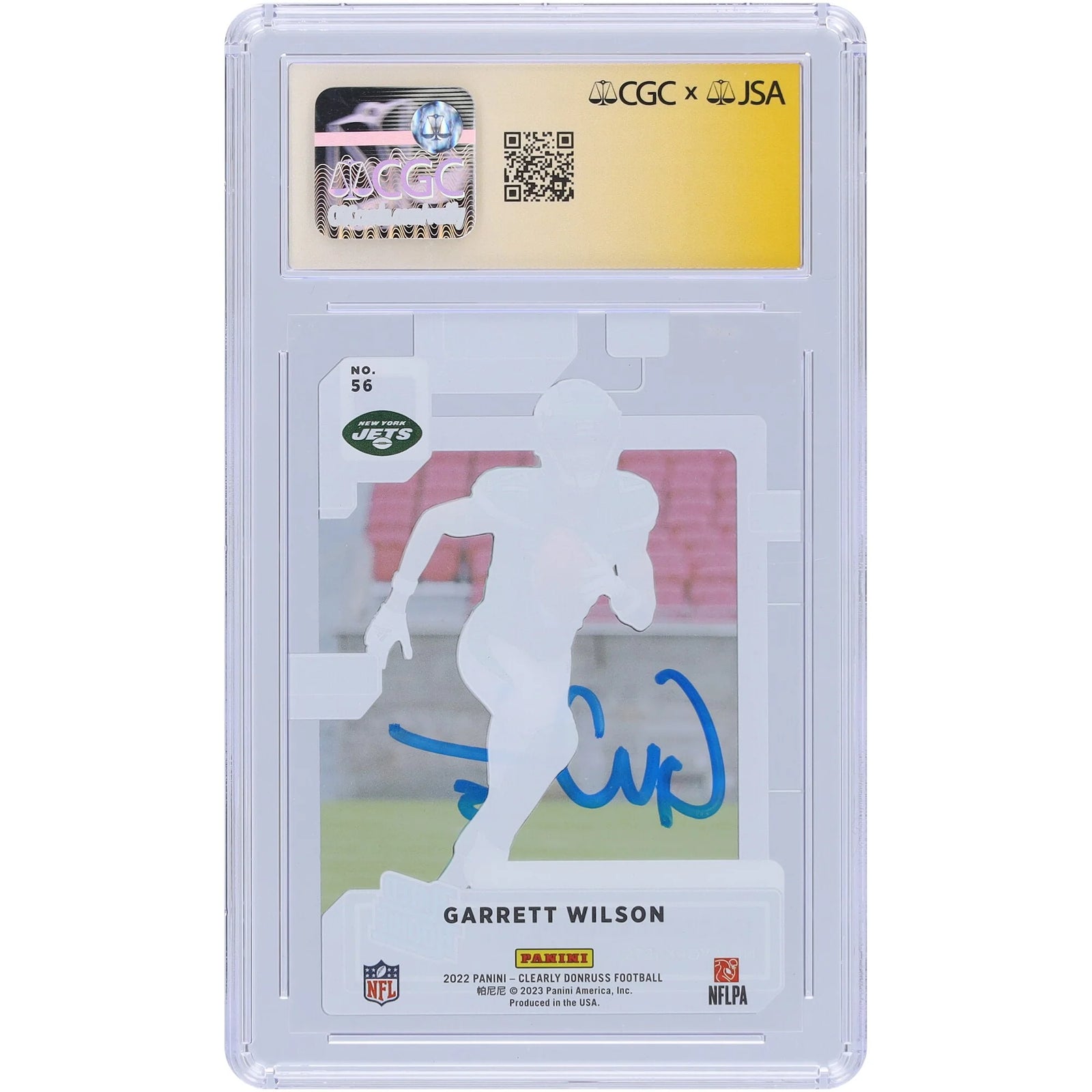 Garrett Wilson Signed 2022 Panini Clearly Donruss Rookie Card #56 | CGC 10
