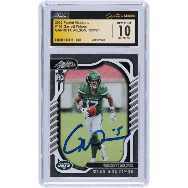 Garrett Wilson Signed 2022 Panini Absolute #106 Rookie Card | CGC 10