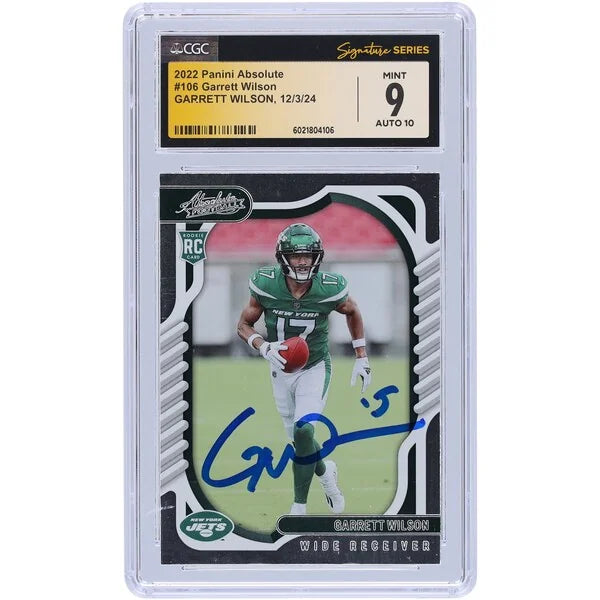 Garrett Wilson Signed 2022 Panini Absolute #106 Rookie Card | CGC 9