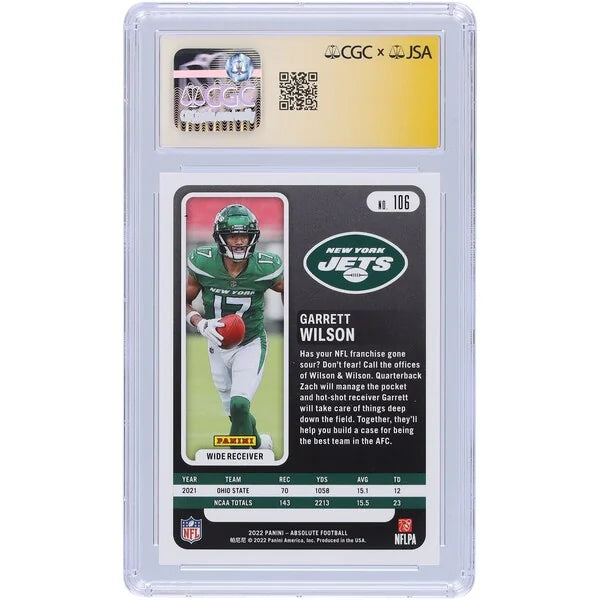 Garrett Wilson Signed 2022 Panini Absolute #106 Rookie Card | CGC 9