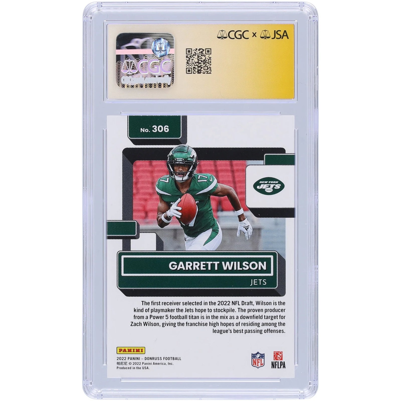 Garrett Wilson Signed 2022 Panini Donruss #306 Rookie Card | Jets