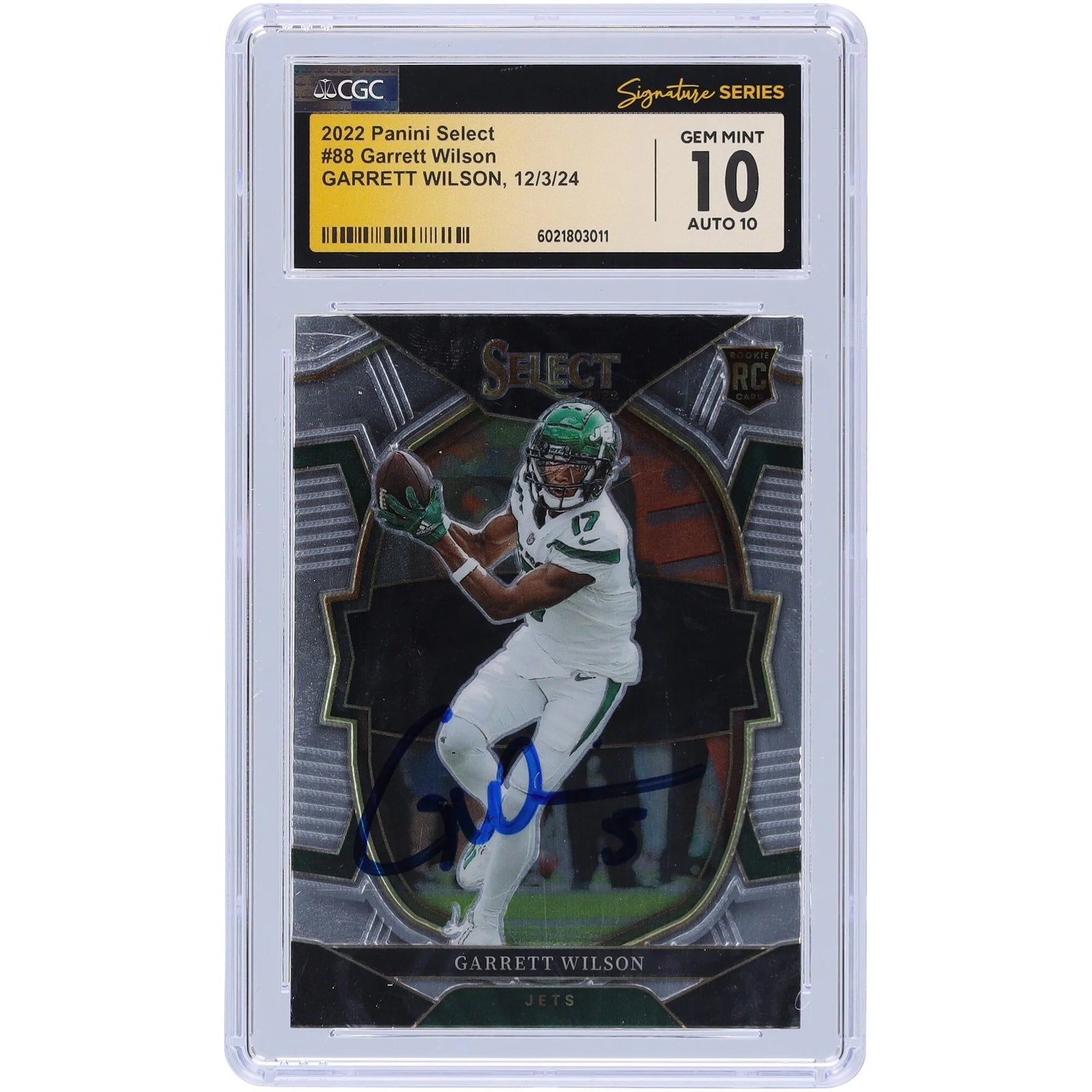 Garrett Wilson Signed 2022 Panini Select #88 Rookie Card | CGC 10