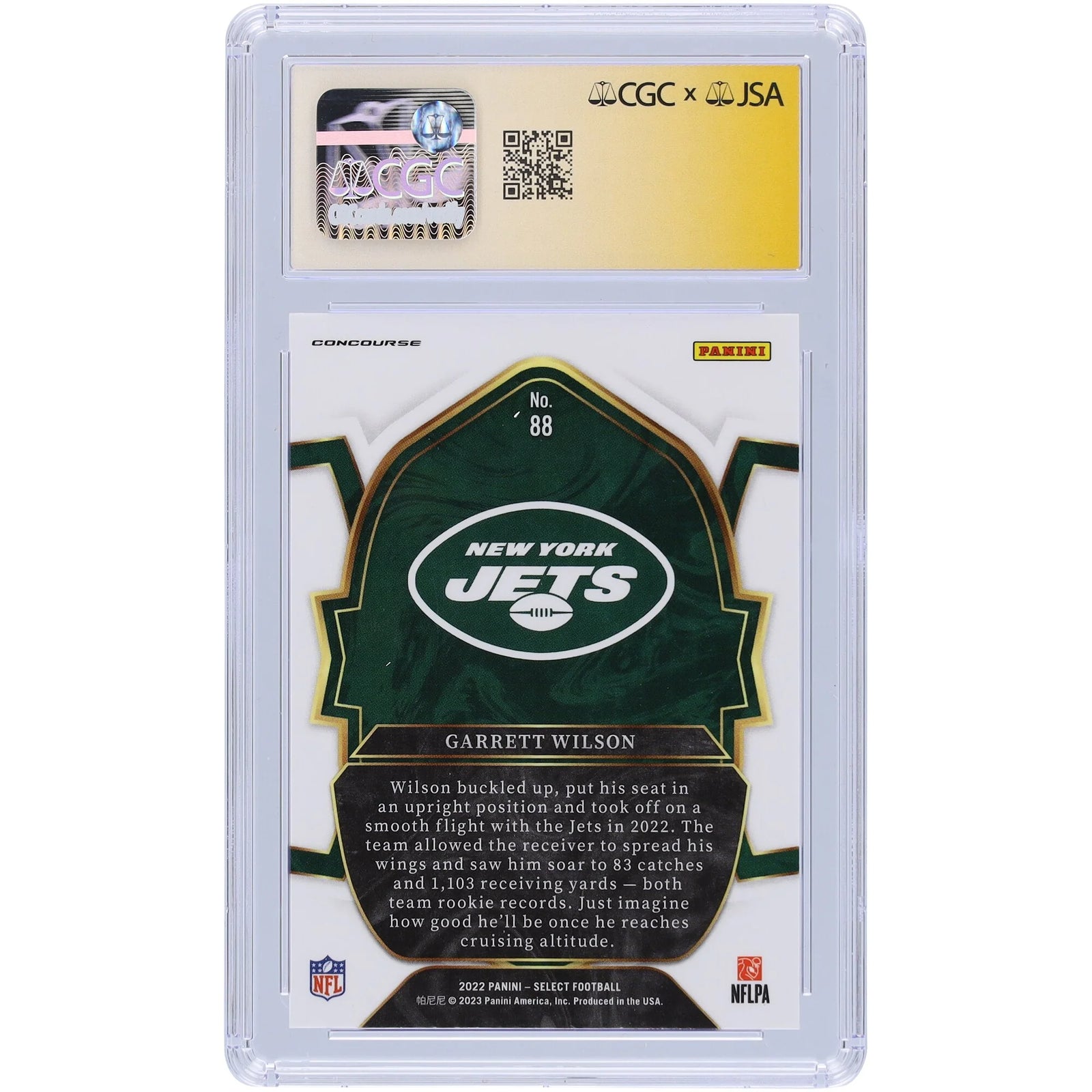 Garrett Wilson Signed 2022 Panini Select #88 Rookie Card | CGC 10
