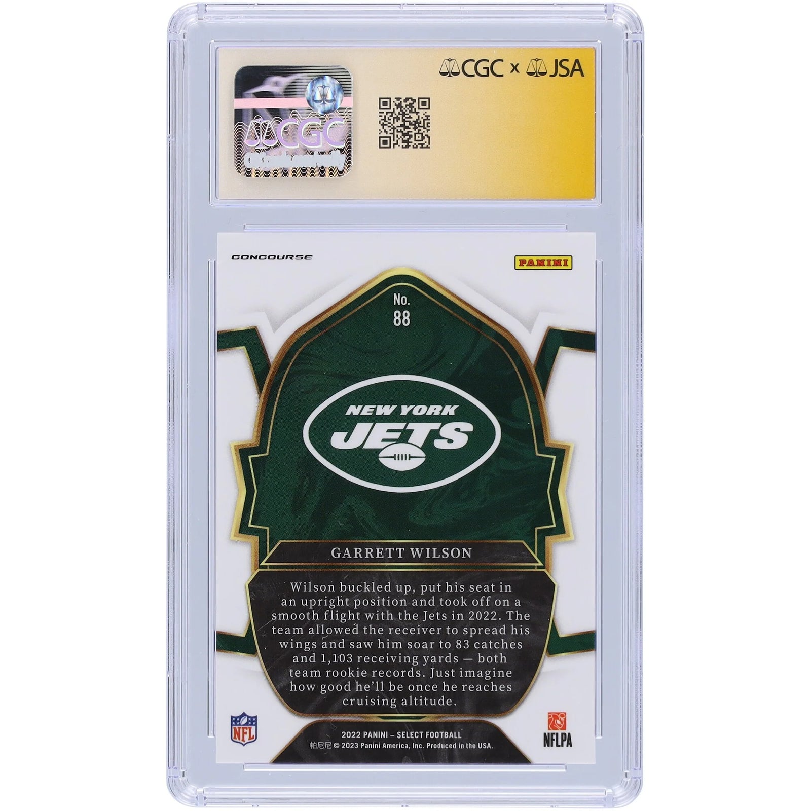 Garrett Wilson Signed 2022 Panini Select #88 Rookie Card | CGC 9