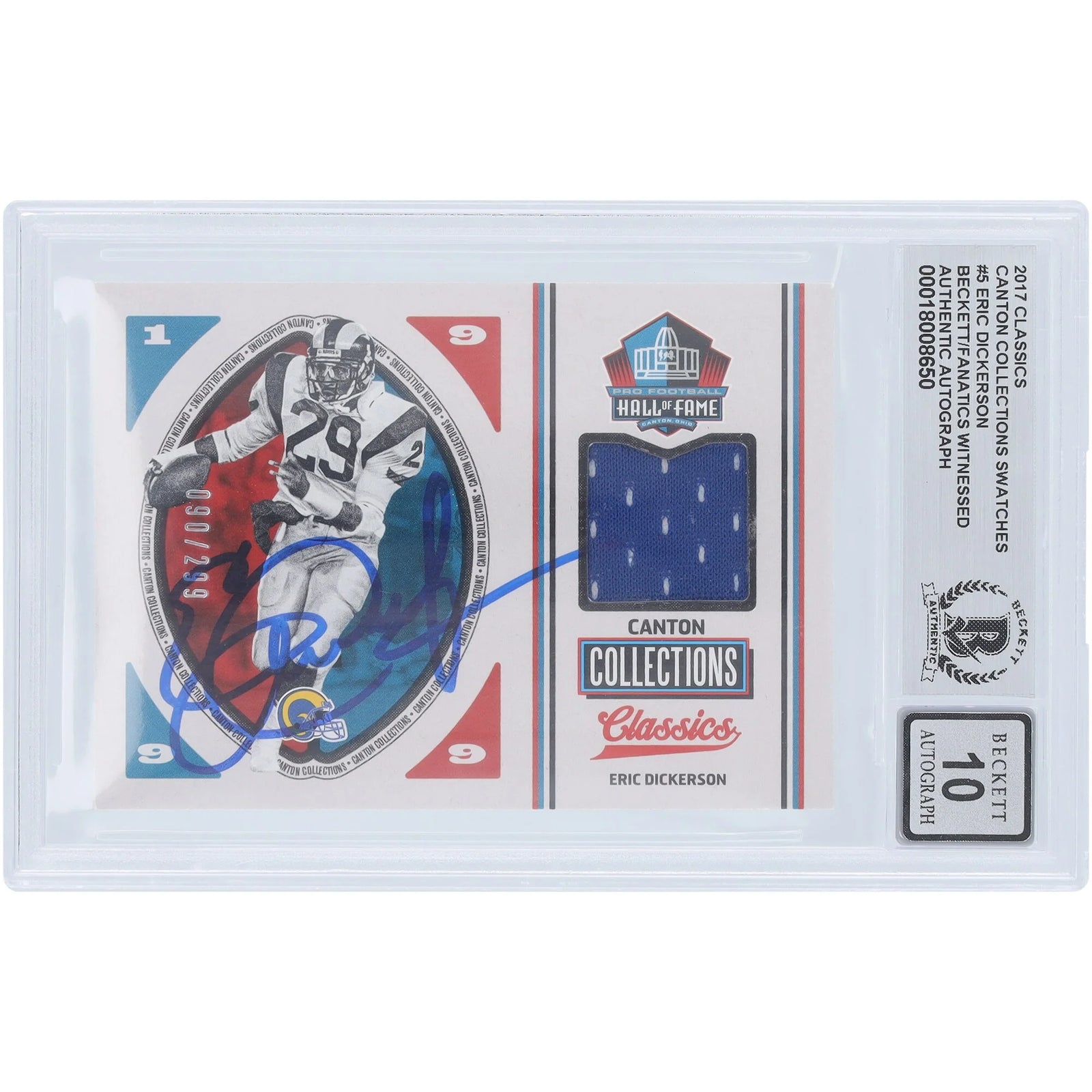 Eric Dickerson Signed 2017 Panini Classics Canton Collection Card | Graded 10