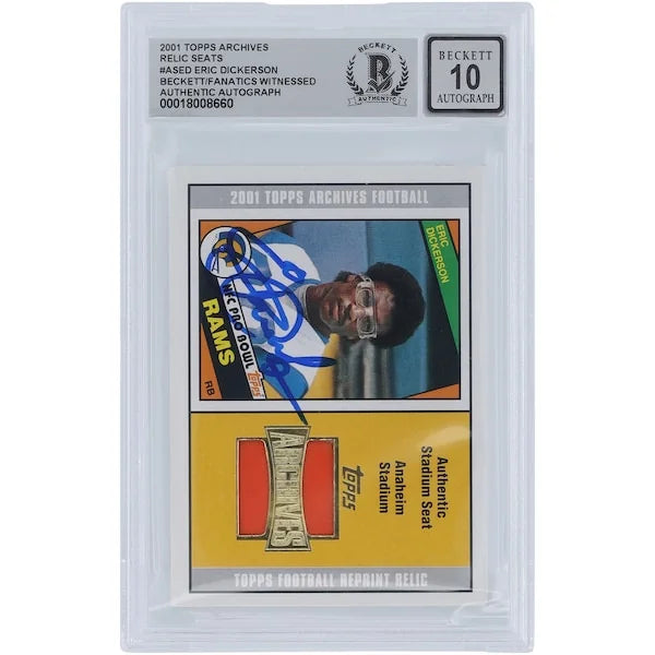 Eric Dickerson Signed 2001 Topps Archives Stadium Seat Relic Card | Beckett Authenticated