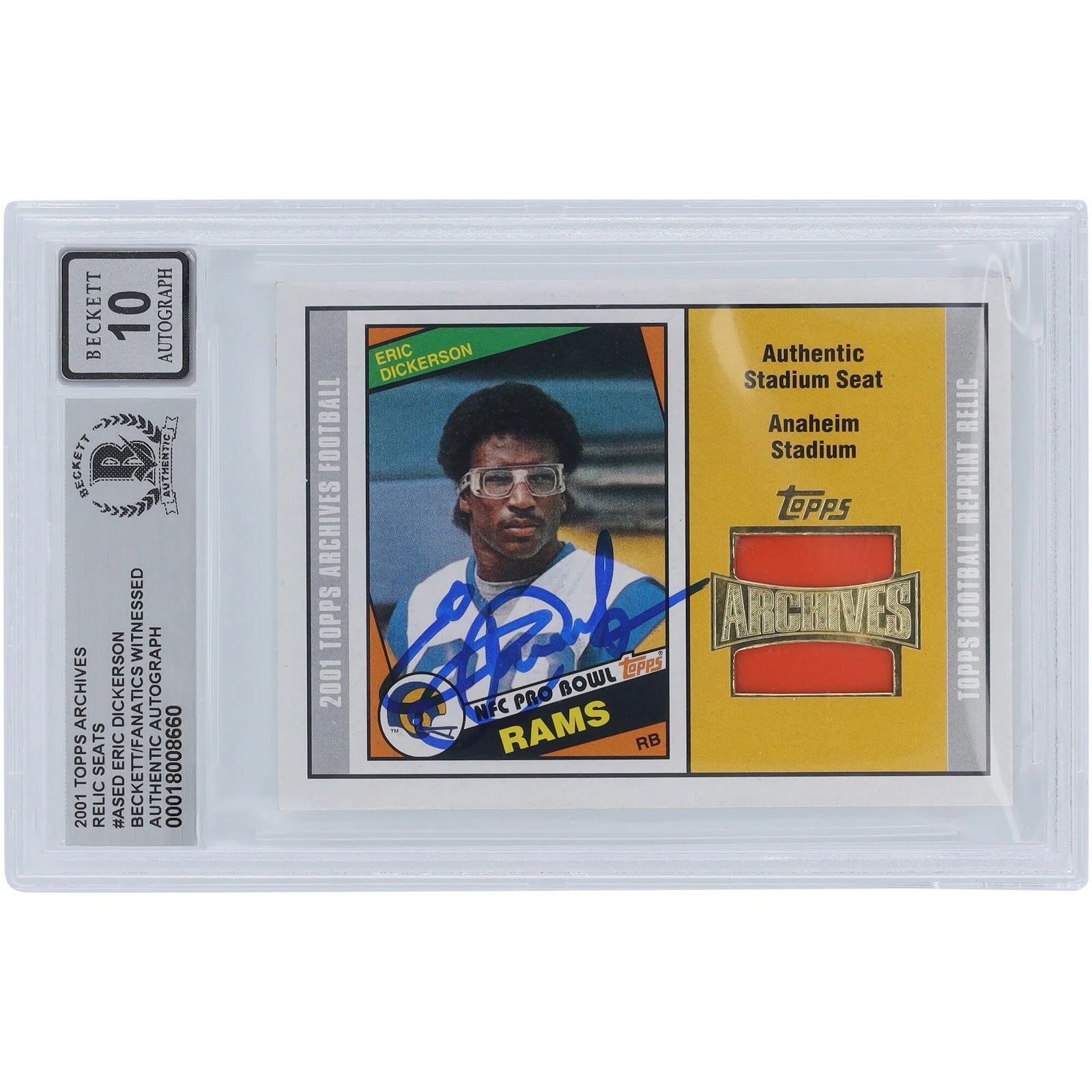 Eric Dickerson Signed 2001 Topps Archives Stadium Seat Relic Card | Beckett Authenticated