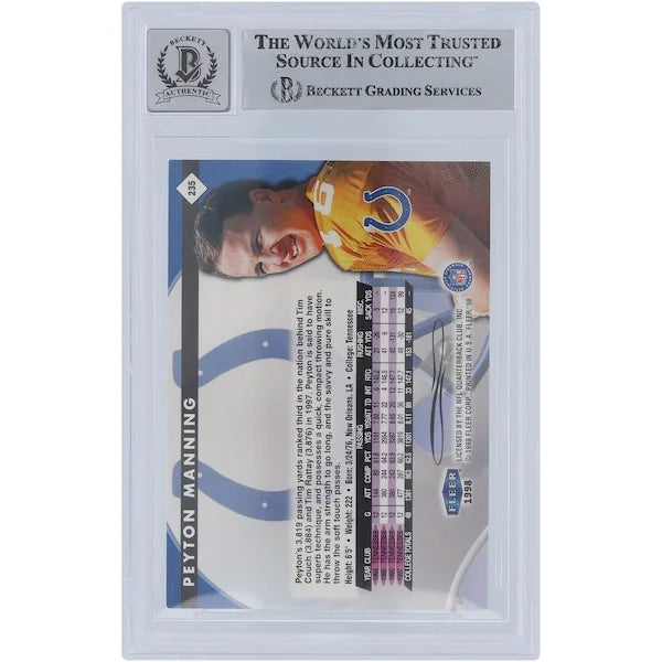 Peyton Manning Signed 1998 Fleer Tradition #235 Rookie Card | Beckett Authenticated