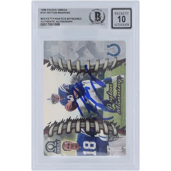 Peyton Manning Signed 1998 Pacific Omega #101 Rookie Card | Graded 10