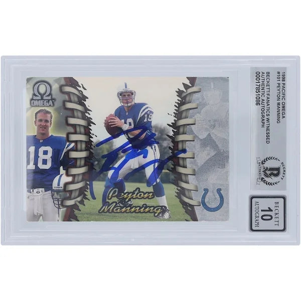 Peyton Manning Signed 1998 Pacific Omega #101 Rookie Card | Graded 10