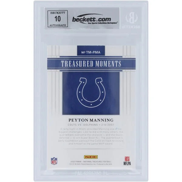 Peyton Manning Signed 2020 Panini National Treasures Card | Graded 10