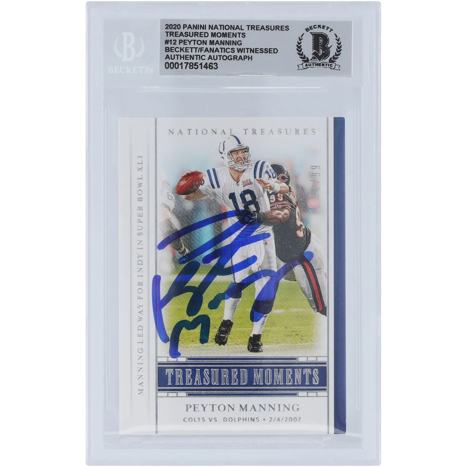 Peyton Manning Signed 2020 Panini National Treasures Card | Graded 10