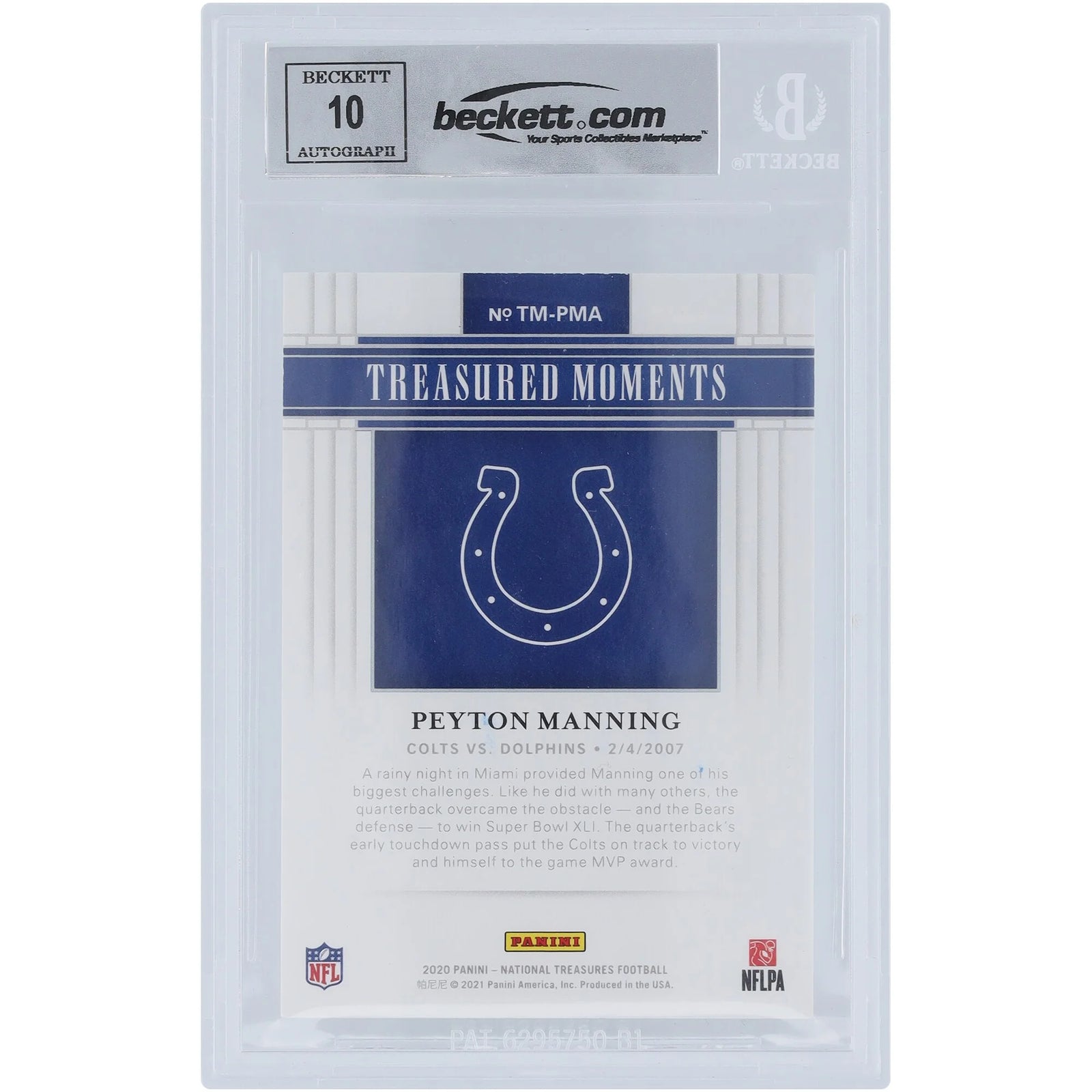 Peyton Manning Signed 2020 Panini National Treasures Card | Graded 10