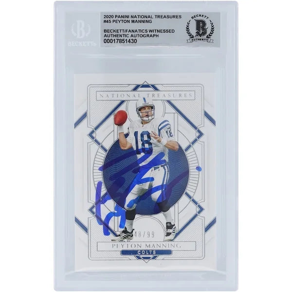Peyton Manning Signed 2020 Panini National Treasures Card #45 #/99 | Graded 10