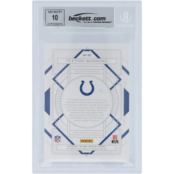 Peyton Manning Signed 2020 Panini National Treasures Card #45 #/99 | Graded 10