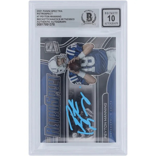 Peyton Manning Signed 2021 Panini Spectra Retrospect Card | Graded 10