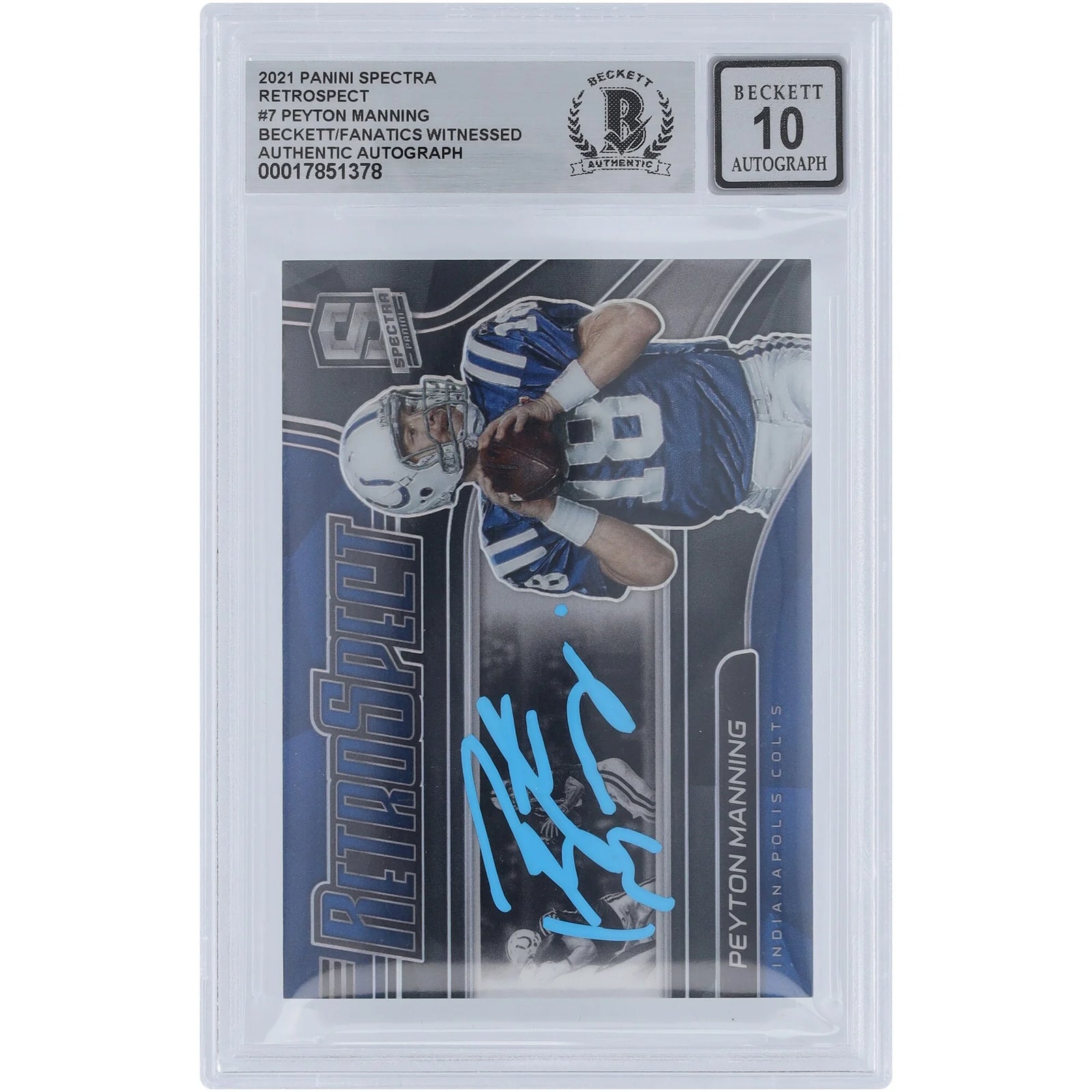 Peyton Manning Signed 2021 Panini Spectra Retrospect Card | Graded 10