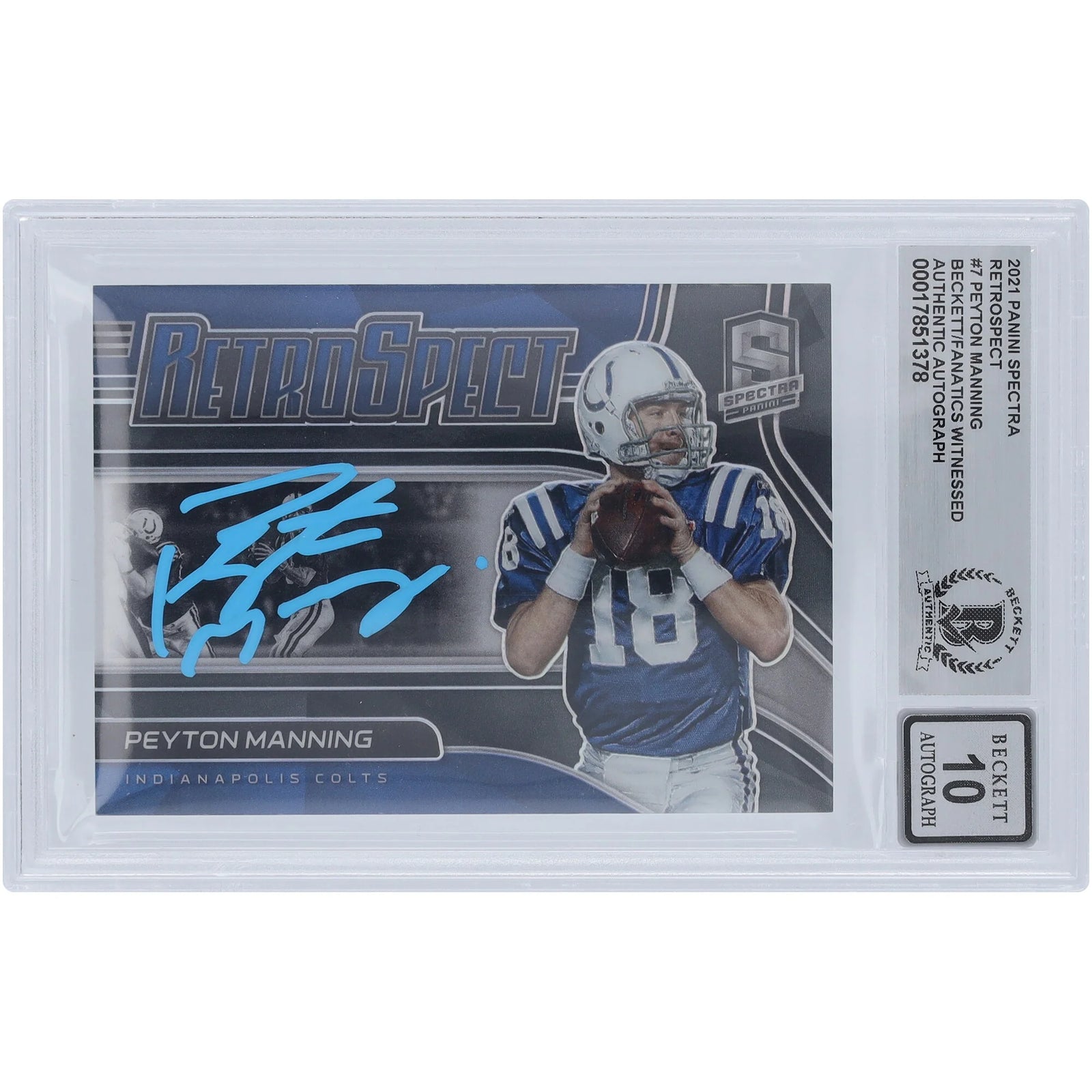 Peyton Manning Signed 2021 Panini Spectra Retrospect Card | Graded 10