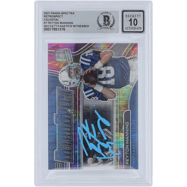 Peyton Manning Signed 2021 Panini Spectra Retrospect Card | Graded 10