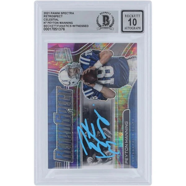 Peyton Manning Signed 2021 Panini Spectra Retrospect Card | Graded 10