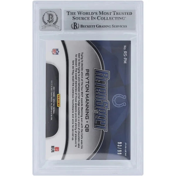 Peyton Manning Signed 2021 Panini Spectra Retrospect Card | Graded 10