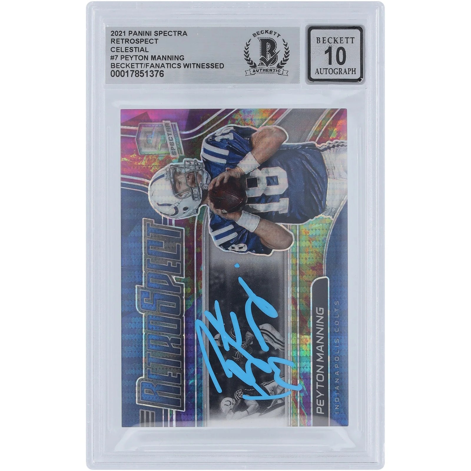 Peyton Manning Signed 2021 Panini Spectra Retrospect Card | Graded 10