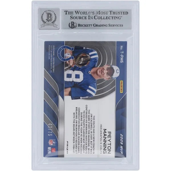 Peyton Manning Signed 2020 Panini Spectra Hyper Tribute Card | 2009 MVP #/75