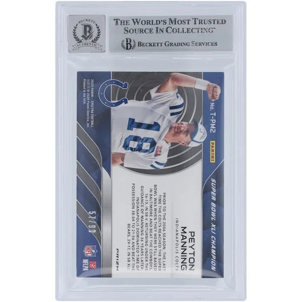 Peyton Manning Signed 2020 Panini Spectra Tribute Super Bowl XLI Card | #/99
