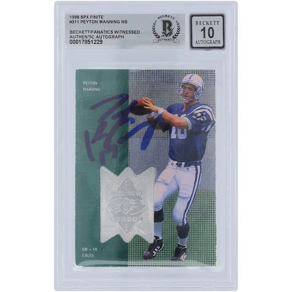 Peyton Manning Signed 1998 Upper Deck SPX #311 Rookie Card | Beckett Graded 10