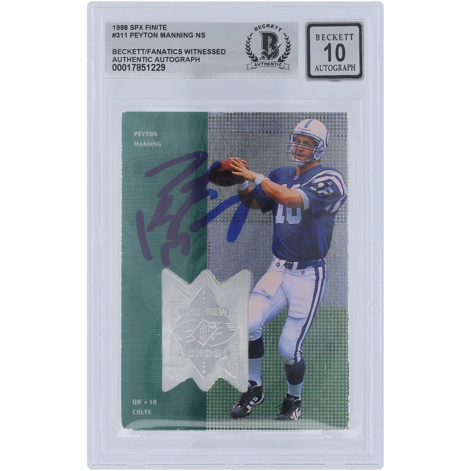 Peyton Manning Signed 1998 Upper Deck SPX #311 Rookie Card | Beckett Graded 10